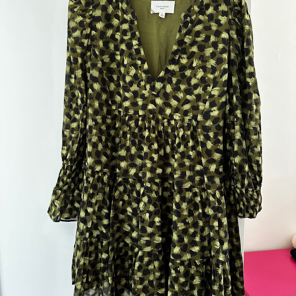 Pomander Place Green and Black Patterned Dress